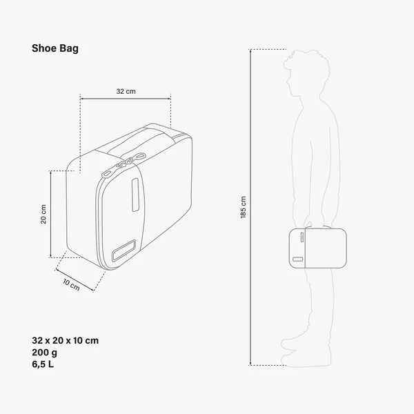 Scicon shoe storage bag in black with zipper closure and carrying handle, designed for organizing footwear.